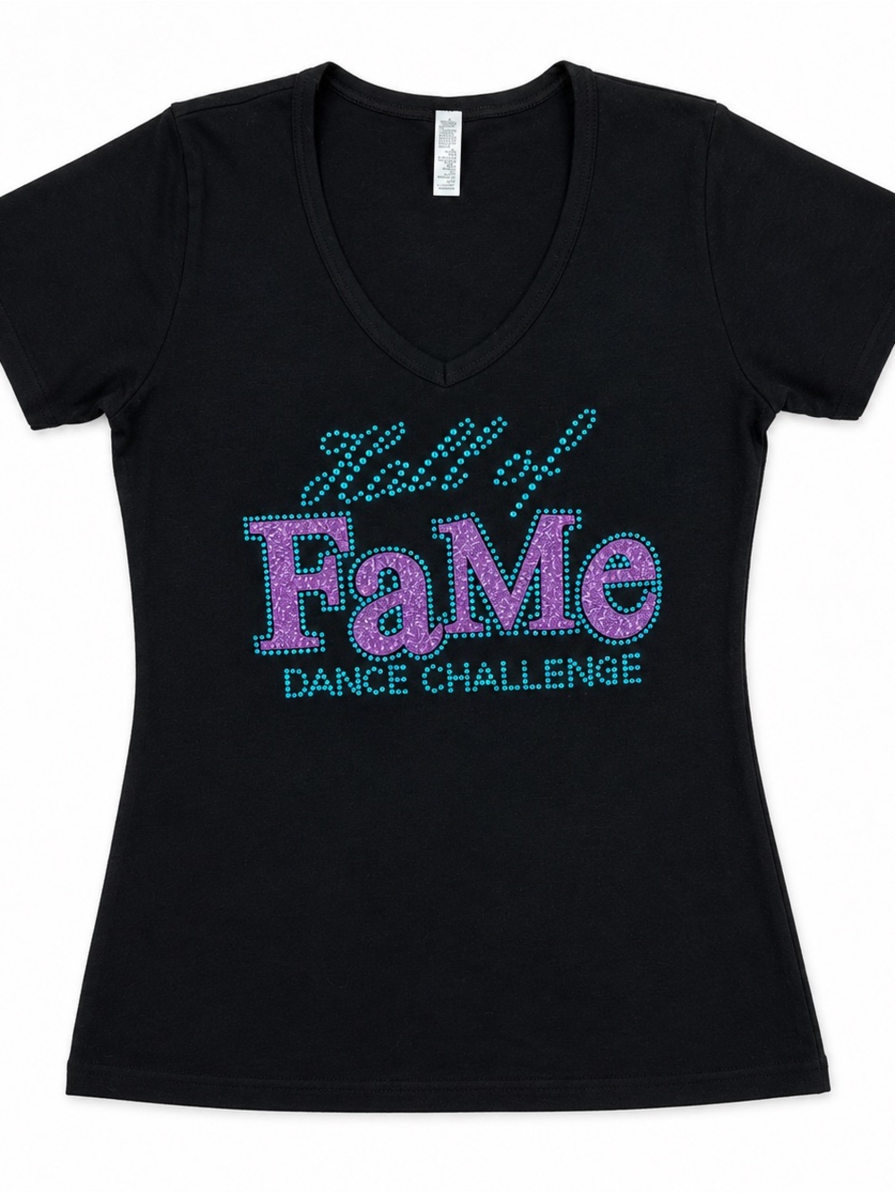 American Apparel Black 'FaMe' Crystal Logo V-Neck Tee